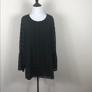 Chaus Sheer Top Back Black Top Blouse